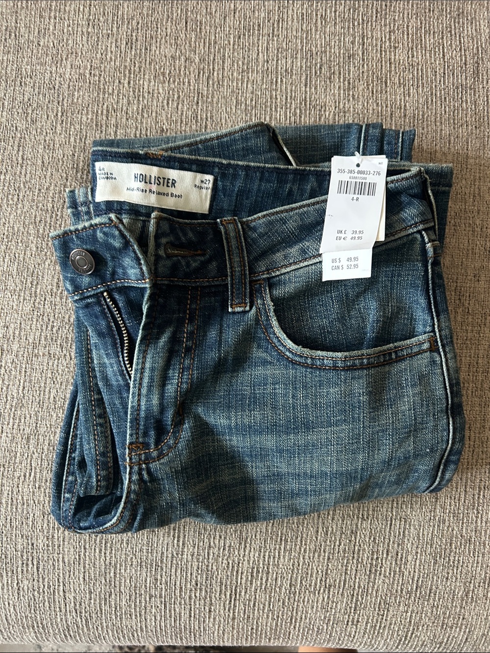 NWT Hollister Mid-Rise Relaxed Bootcut Jeans W27 4R Medium Wash